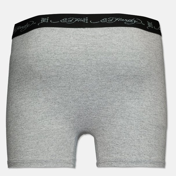 NEW Ed Hardy DEATH BEFORE DISHONOR Heather Grey Soft Boxer Briefs Mens Large - Picture 2 of 7